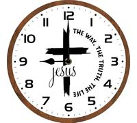 Geroclonup Jesus Wall Clocks Battery Operated 10 Inches - Wood Wall Clock for Kitchen - Rustic Wall Clock Silent Non-Ticking