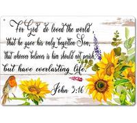 Geroclonup John 3 16 Bible Verse for God So Loved The World Bible Tin Signs Vintage Decor for Bars,Diner,Cafes Pubs Garage Home Wall Art Poster Metal Plaques,Bible Verse Sign-20x30cm