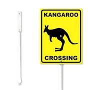 Geroclonup Kangaroo Crossing Yard Sign with Stake 20x30cm Caution Sign Slow Down Sign Sturdy Aluminum Sign Yard Supplies Yard Plaque Sign for Outdoor Use