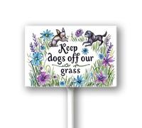 Geroclonup Keep Dogs Off Our Grass Sign, 12" x8" Stay Off Grass Aluminum Signs with Metal Stakes,UV Protected,Weatherproof,Fade Resistant,Easy to Mount