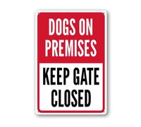 Geroclonup Keep Gate Closed Dogs On Premises Sign 20x30cm Sturdy Aluminum Signs Rust Free Outdoor Funny Metal Sign for Home Porch Farm Backyard Garden Decor