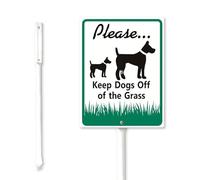 Geroclonup Keep Off Grass Sign with Metal Stake Please Keep Dogs Off The Grass Yard Sign with Stake 11.5x15cm Sturdy Aluminum Yard Sign Caution Signs No Dog Poop Sign for Street Lawn Neighborhoods