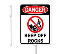 Geroclonup Keep Off Rocks Yard Sign with Stake 20x30cm Sturdy Aluminum Rustproof Outdoor Lawn Decor Danger Sign for Garden Front Door Outdoor Use Easy to Install