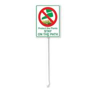 Geroclonup Keep Off The Grass Yard Sign Protect The Plants Stay On The Path Sign with Stake 11.5×15cm No Walking On Grass Sign Sturdy Aluminum Environmental Sign for Yard Garden Lawn Outdoor