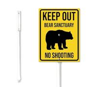 Geroclonup Keep Out Bear Sanctuary No Shooting Yard Sign with Stake 17.5x22cm Sturdy Aluminum Sign Rust Free Metal Lawn Sign Yard Decorations Yard Supplies Yard Plaque Sign for Outdoor Use