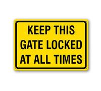 Geroclonup Keep This Gate Locked At All Times Sign 14x20cm Rust Free Metal Aluminum Signs for Indoor Outdoor Street Pre-Drilled Holes Weather Resistant