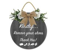 Geroclonup Kindly Please Remove Your Shoes Door Sign 30cm Round Wood Please Take Your Shoes Off Sign Funny Shoes Off Sign for Your Home Entryway Porch Door Decoration