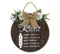 Geroclonup Kitchen Rules Sign Funny Rustic Kitchen Decor Farmhouse Kitchen Sign Kitchen Decoration Wood Hanging Kitchen Wall Art for Wall Decor 28cm
