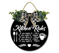 Geroclonup Kitchen Rules Sign Funny Rustic Kitchen Decor for Counter Farmhouse Kitchen Sign Kitchen Decoration for Kitchen Wall Decor Kitchen Counter Decor 28cm