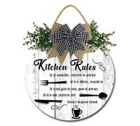 Geroclonup Kitchen Rules Sign Rustic Farmhouse Kitchen Rules Wall Art Kitchen Decor Funny Kitchen Rules Wooden Signs for Office Kitchen Dining Room Decor Housewarming Gift 28cm