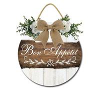 Geroclonup Kitchen Sign Bon Appetit Wall Decor Farmhouse Kitchen Wall Decor Wooden Round Rustic Kitchen Hanging Sign for Home Decor Dining Room Decration 28cm
