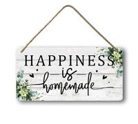 Geroclonup Kitchen Sign Farmhouse Kitchen Wood Sign Happiness Is Homemade Sign Rustic Funny Kitchen Wall Decor for Dining Room Housewarming New House Home 15x30cm