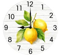 Geroclonup Kitchen Wall Clocks Lemon Clock Farmhouse Wall Decor for Dinning Room Restaurant Bar Bedroom Battery Operated Silent Clock Movement 25x25 CM Non Ticking Room Decor