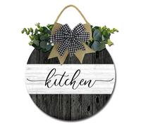 Geroclonup Kitchen Wood Sign Wooden Kitchen Decor for Wall, Rustic Kitchen Decor Sign, Farmhouse Wreath Kitchen Decoration for Home, Kitchen, Pantry, Dining Room 28cm