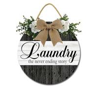 Geroclonup Laundry Room Decor Farmhouse Laundry Signs Laundry The Never Ending Story Wall Decor Rustic Wooden Laundry Room Wall Sign Laundry Decor and Accessories for Bathroom and Home 28cm