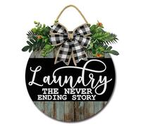 Geroclonup Laundry Room Sign Laundry The Never Ending Story Sign Rustic Farmhouse Laundry Signs Wall Decorations Funny Laundry Room Signs Laundry Room Decoration for Home Laundry Room Bathroom 28cm