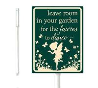 Geroclonup Leave Room In Your Garden For The Angels To Dance Yard Sign with Stake 11.5x15cm Rustproof Aluminium Yard Decor Rust Free Metal Fairy Garden Sign for Lawn Outdoor Decorations