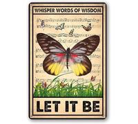 Geroclonup Let It Be The Beatles Metal Tin Sign Wall Decor Retro Whisper Words of Wisdom Butterflies Art Signs for Home Decor Gifts-20x30cm