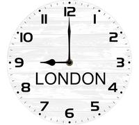 Geroclonup London TIME Wall Clock World time Zone Clock Office Business 25x25 CM Silent Wood Clocks for Living Room, Home, Bathroom, Kitchen Battery Operated Non Ticking Easy to Read