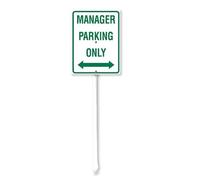 Geroclonup Manager Parking Only Yard Sign with Stake 17.5x22cm Aluminum Outdoor Decoration Sign Rustproof Sturdy Aluminum Sign for Outdoor Use Easy Install Set of 1