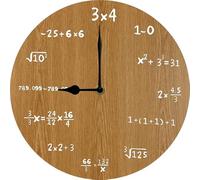 Geroclonup Math Wall Clock Black Funny Gift for Teacher/Student/Engineer Graduate 25x25 CM Battery Powered Silent Non Ticking Wood Clock for Home Office School Classroom, Mathematical Equations