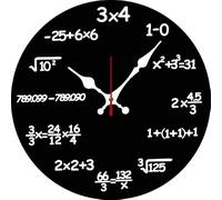 Geroclonup Math Wall Clock Novelty Maths Equation Clock 25cm Large Number Display Battery Operated Silent Non Ticking Wooden Unique Clocks for Kitchen, Living Room, Bedroom, Bathroom
