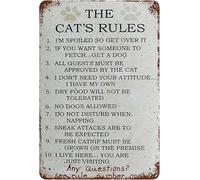 Geroclonup Metal Sign - 20x30cm Vintage The Cat's Rules, Retro Wall Decor Cats Paws for Pet Lovers Tin Signs Poster for Home Living Room Bedroom Garden Garage Office Cafe Bar Pub