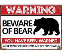 Geroclonup Metal Sign 30x40cm - Beware of Bear Sign Vintage Rusty Metal Poster Animal Bear Warning Signs for Outdoor Yard Fence Wall Office Home