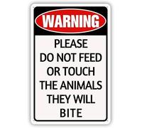 Geroclonup Metal Sign 30x40cm - Warning Please Do Not Feed or Touch The Animals They Will Bite Metal Tin Sign for Yard Zoo Farmhouse