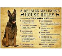 Geroclonup Metal Sign House Rules by Belgian Malinois Dog Rules Funny Gift for Family Decor Retro Metal Tin Sign Vintage Aluminum Sign for Home Coffee Wall Decor - 20x30cm