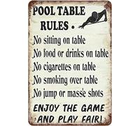 Geroclonup Metal Tin Sign Vintage Pool Table Rules, Wall Decor Enjoy The Game And Play Fair Poster Art for Home Living Room Bedroom Garden Garage Office Cafe Bar Pub (20x30cm）