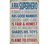 Geroclonup Metal Tins Sign 20x30cm a Real Superhero Vintage Metal Tin Sign Typography Art Wall Plaque for Man Cave Living Room Bedroom Bathroom Decor