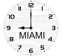 Geroclonup Miami TIME Wall Clock World Time Zone Clock Office Business 25x25 CM Silent Wood Clocks for Living Room, Home, Bathroom, Kitchen Battery Operated Non Ticking Easy to Read