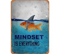 Geroclonup Mindset is Everything Metal Signs Motivational Poster Wall Art Novelty Gift Goldfish Home Decor Prints 20x30cm