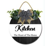 Geroclonup Modern Kitchen Decorative Sign with Funny Saying, Heart Shaped, 11In, Wood, Farmhouse Style, Hanging Sign, Black