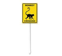 Geroclonup Monkey Sign Monkey Crossing Yard Sign with Stake Outdoor Yard Sign Rustproof Aluminum Metal Sign Fade Resistant Lawn Decoration for Outdoor 20x30cm