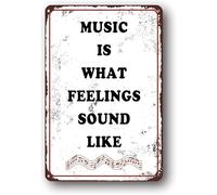 Geroclonup Music is What Feelings Sound Like - Music Festival Accessories, Music Room Décor Metal Sign Funny Sign 20x30cm