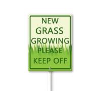 Geroclonup New Grass Growing Keep Off Yard Sign with Stakes 7x8.8Inches, Sturdy Aluminum Yard Signs Rust Free, Keep Off The Grass Yard Sign, Stay Off Grass Signs, Easy to Install