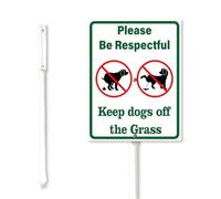 Geroclonup No Dog Poop Plaque Sign Please Be Respectful Keep Dogs Off The Grass Yard Sign with Stake 20x30cm Sturdy Aluminum Sign Rust Free Metal Lawn Sign Yard Plaque Sign for Yard Road Outdoor