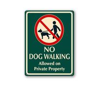 Geroclonup No Dog Walking Allowed on Private Property Sign 30x40cm Metal Reflective Sturdy Rust Aluminum Waterproof Easy to Install Outdoor Use