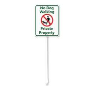 Geroclonup No Dog Walking Private Property Sign for Yard with Stake 20x30cm Yard Decoration Rustproof Outdoor Aluminum Sign for Yard Garden Lawn Street Outdoor