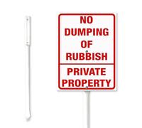 Geroclonup No Dumping of Rubbish Private Property Yard Sign with Stake 20x30cm Fade Resistant Sturdy Aluminum Yard Signs Rust Free Private Property Sign for Garden Lawn Street