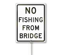 Geroclonup No Fishing From Bridge Yard Sign with Stake 7x8.8inch Yard Decoration Rustproof Outdoor Aluminum Sign for Yard Garden Lawn Street Outdoor