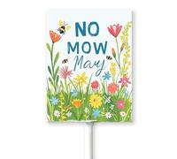 Geroclonup No Mow May Sign with Metal Stake 7 x 8.8 Inches No Mow May Yard Sign No Mow Signs Aluminum Garden Signs Outdoor for Lawn Yard Garden Decor, Easy to Install