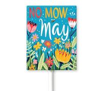 Geroclonup No Mow May Sign with Metal Stake 7 x 8.8 Inches No Mow May Yard Sign No Mow Signs Aluminum Garden Signs Outdoor for Lawn Yard Garden Decor, Easy to Install