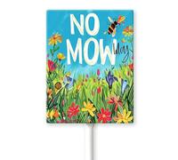 Geroclonup No Mow May Sign with Metal Stake 8 x 12 Inches No Mow May Yard Sign No Mow Signs Aluminum Garden Signs Outdoor for Lawn Yard Garden Decor, Easy to Install