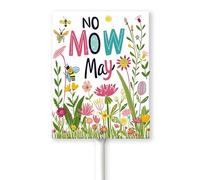 Geroclonup No Mow May Sign with Metal Stake 8 x 12 Inches No Mow May Yard Sign No Mow Signs Aluminum Garden Signs Outdoor for Lawn Yard Garden Decor, Easy to Install