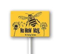 Geroclonup No Mow May We're Feeding The Bees Sign with Metal Stake 8 x 12 Inches No Mow May Yard Sign No Mow Signs Aluminum Garden Signs Outdoor for Lawn Yard Garden Decor, Easy to Install