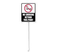 Geroclonup No Smoking Beyond This Point Sign with Stake Outdoor Yard Sign Rustproof Aluminum Metal Sign Fade Resistant Lawn Decoration for Outdoor 17.5x22cm