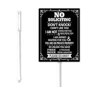 Geroclonup No Soliciting Please Go Away Yard Sign with Stake Outdoor Yard Sign Rustproof Aluminum Sign Fade Resistant Lawn Decoration for Outdoor Garden Lawn 17.5x22cm